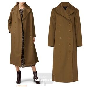 Club Monaco Collection Women’s Ohdette Cotton Wool Trench Coat Olive Green Sz S